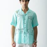 RAIN RAIN GO AWAY - MENS HAND EMBROIDERED PURE LINEN SHIRT - Image 2