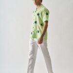 HIGH ON CANNABIS - MENS HAND EMBROIDERED PURE LINEN SHIRT - Image 5