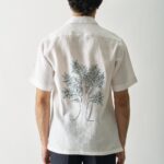 DEER UNDER GIANT OAK - MENS HAND EMBROIDERED PURE LINEN SHIRT - Image 3