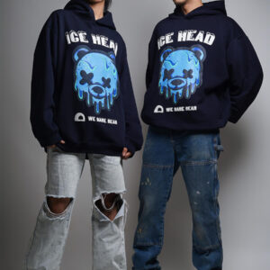 Ice head Oversized Hoodie Navy Blue 10