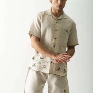 LAZY SHEEP MENS HAND EMBROIDERED PURE LINEN CO ORD SET 6 scaled