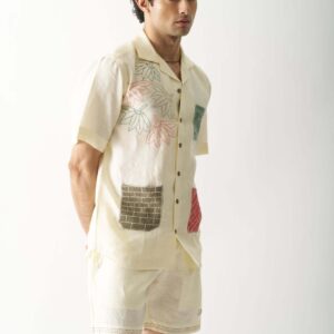 POCKET FUSION MENS HAND EMBROIDERED PURE LINEN CO ORD SET 2 scaled