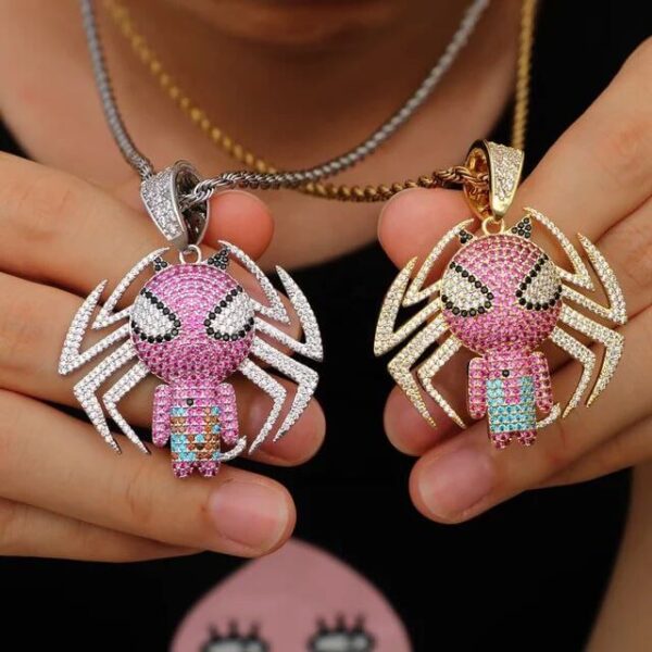 SPIDERMAN ICED OUT PENDANT SILVER 1