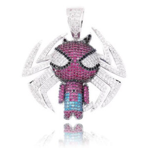 SPIDERMAN ICED OUT PENDANT SILVER 2