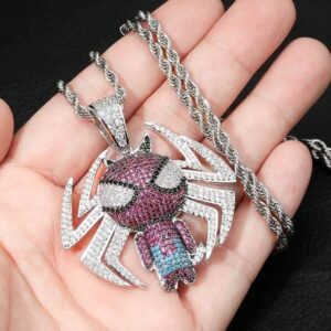 SPIDERMAN ICED OUT PENDANT SILVER 3
