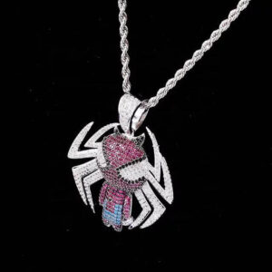 SPIDERMAN ICED OUT PENDANT SILVER 5
