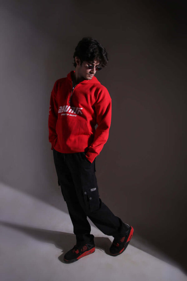Red Half Zipper Hoodie 1