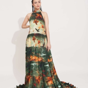 Fire Against Bird Long Dress 1